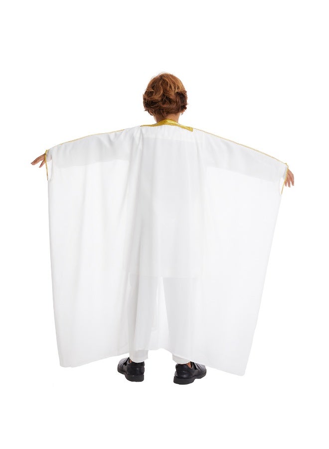 Alhadeel Boy's Bisht,Kaftan,Thobe,Abaya - Traditional White Djellaba, Lightweight Elegant Islamic Wear for Ramadan, Eid & Prayers - Image 4